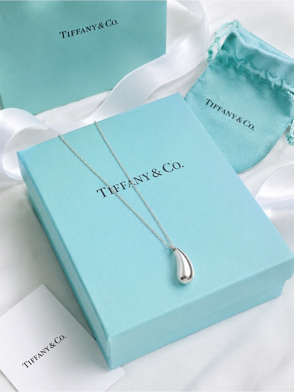 Tiffany & Co Elsa Peretti Mini Teardrop Pendant Sterling Silver Necklace